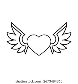 Angel wings icon vector. Heart with wings illustration sign. Valentines symbol or logo.
