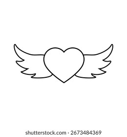 Engel Flügel Symbol Vektor. Herz mit Flügeln Illustrationszeichen. Valentinsymbol oder -logo.