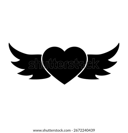 Angel wings icon vector. Heart with wings illustration sign. Valentines symbol or logo.