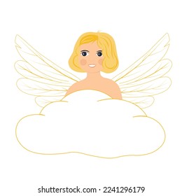 Angel Wings Icon Vector illustration. wing sketch and Baby symbol. Cherub, valentine. Church christian. Love hand drawn. 