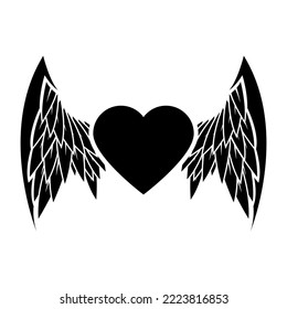 Angel Wings icon vector. Memorial illustration sign. Heart symbol or logo.