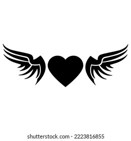 Angel Wings icon vector. Memorial illustration sign. Heart symbol or logo.