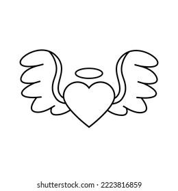 Angel Wings icon vector. Memorial illustration sign. Heart symbol or logo.