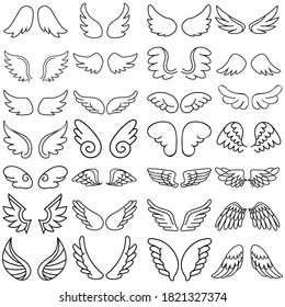 Angel wings icon vector set. fly illustration sign collection. pilot symbol.