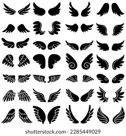 Angel wings icon vector set. fly illustration sign collection. pilot symbol.