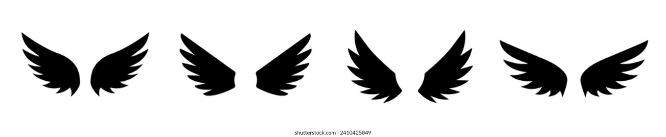 Angel wings icon vector set. Wing logo. Vector