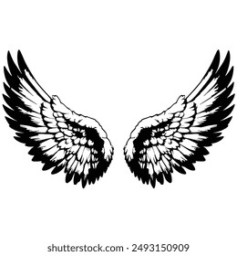 Angel Wings Instant Download - Angel Wings outline, design, art, logo, silhouette,eps files digital download	
