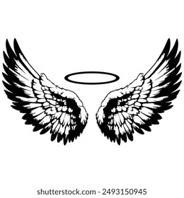 Angel Wings Instant Download - Angel Wings outline, design, art, logo, silhouette,eps files digital download	
