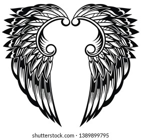 Angel wings isolated on white background 