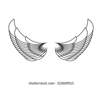 Angel Wings Isolated. White Feather wing of bird