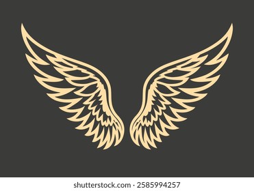 Angel wings line art design. Vector illustration.