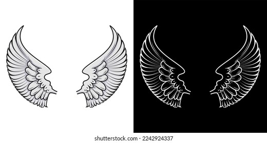 Angel Wings Line Art Vector Illustration