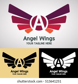 Angel Wings Logo Design for Creative Business, Gamer Team, Racing Team, etc.