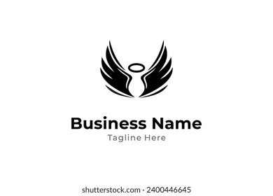 Angel wings logo with flat vector design concept