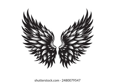 Angel Wings Logo - silhouette Vector illustration t-shirt logo