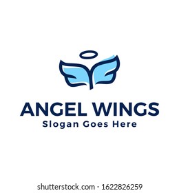 Angel Wings Logo Template. Isolated Background. Symbol Vector Illustration.