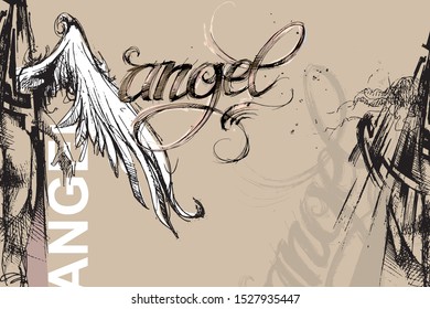Angel and wings lowered  Wing an angel  Fallen Angel  Background