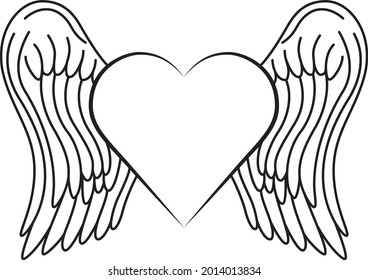 Angel Wings Mascot with Heart