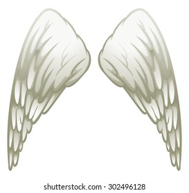 Angel wings on white illustration