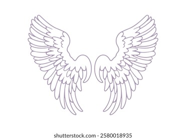 Angel wings outline isolated on white. Vector illustration.