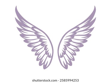 Angel wings outline line art design. Vector illustration.