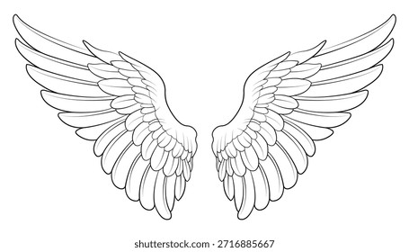 Diseño de Vector de contorno de alas de ángel.