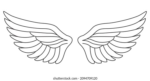 angel Wings Outlined vector illustration