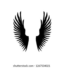 angel wings pattern, silhouette, fantasy, vector