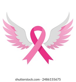 Angel Wings with Pink Ribbon of Care