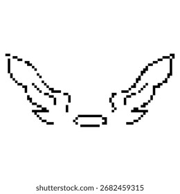 Icono de píxel de alas de ángel, 8 bits. Ilustración vectorial aislada.
