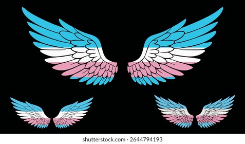 Angel Wings with Rainbow Feathers in LGBTQ Pride Colors