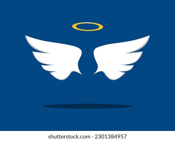 Angel wings with rings. A pair of wings in motion. Vector image