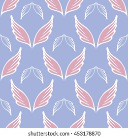 Angel wings seamless sketch pattern