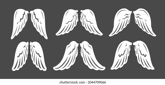 Angel wings set. Design graphic element. Template for logo. Vector illustration