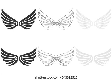 Angel Wings, a set of angel wings, holy spirit, god, halo. Flat design, vector illustration, vector.