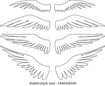 Angel Wings Set Illustration Print Vector Stock Vector (Royalty Free ...