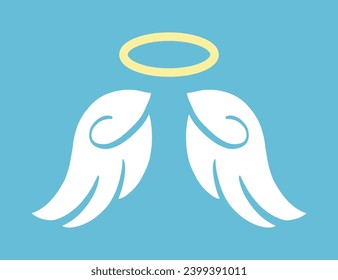 Angel wings shape emblem. Hand drawn doodle sketch icon vintage logo badge. Vector Illustration. Retro style modern artistic design element
