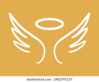 Engel Flügel formen das Emblem. Handgezeichnete doodle Sketch Symbol Vintage Logo-Button. Vektorgrafik. Modernes Design im Retro-Stil