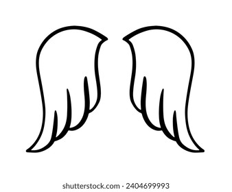 Angel Wings formt das Emblem. Handgezeichnete doodle Sketch Symbol Vintage Logo-Button. Vektorgrafik. Modernes Design im Retro-Stil