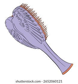 Angel wings shaped hairbrush. Drawing isolated on the white background. Hand drawn colorful digital illustration. Sticker for printing. High resolution. Vector EPS10 and IPG