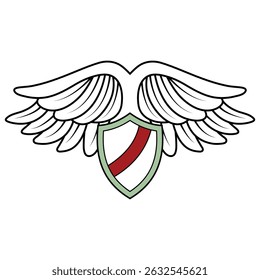 Alas de ángel y Ilustración vectorial de escudo.