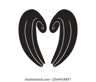 angel wings silhouette. angel wings tattoo design. vector angel wings isolated on white background. hand drawn angel or bird wings silhouettes. Cartoon Vector illustration. black pair of wing.