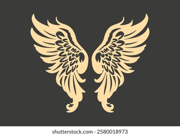 Angel wings silhouette tattoo. Vector illustration.