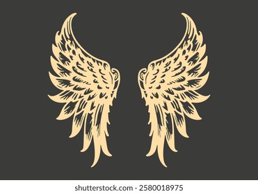 Angel wings silhouette tattoo. Vector illustration.