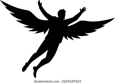 Anjo com asas silhueta vetor ilustração design