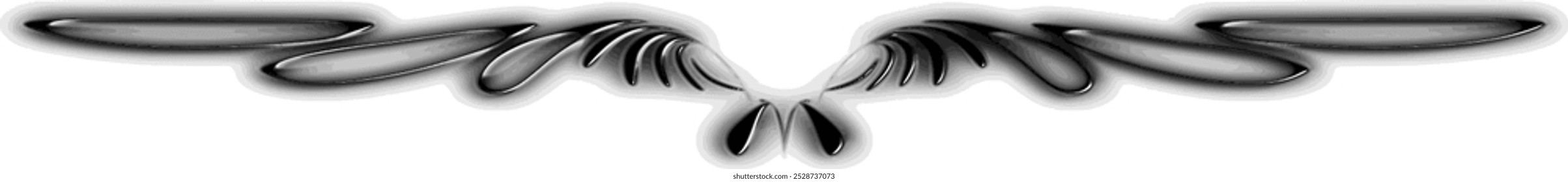 Angel wings spread across the horizon with gradient shadow. Vector.