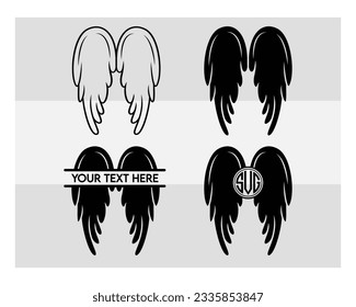 Angel Wings Svg, SVG Bundle, Angel Wings, Angel Clipart Svg, Circut Cut Files Silhouette, Memoria, Heart Svg, Silhouette, Angel Wing Clipart, Vcetor, Outline, Eps, Cut file svg
