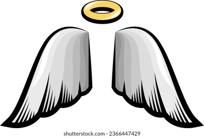 Angel wings tattoo , illustration, vector on a white background.