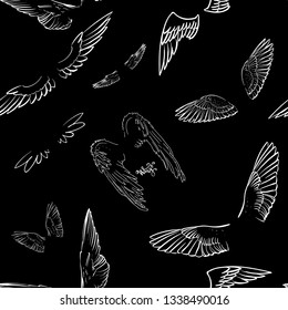 angel wings texture pattern vector pattern set tattoo seamless texture