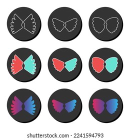 Angel wings universal icon set. Ui ux element sign.